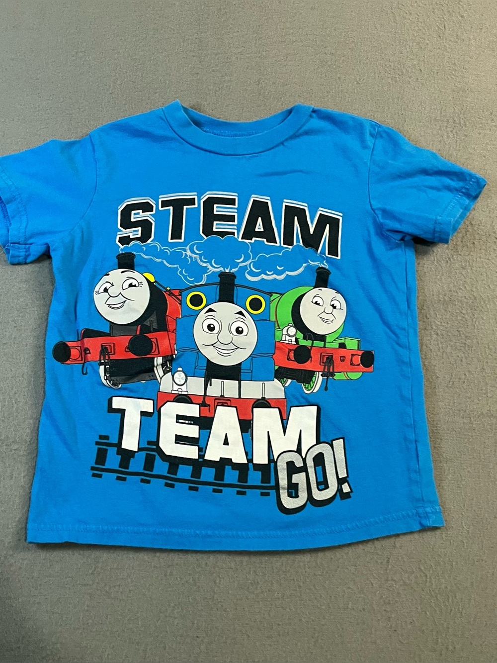 Thomas & Friends Steam Team Go Blue Graphic T Shirt Boys Size 7/8 Short Sleeves